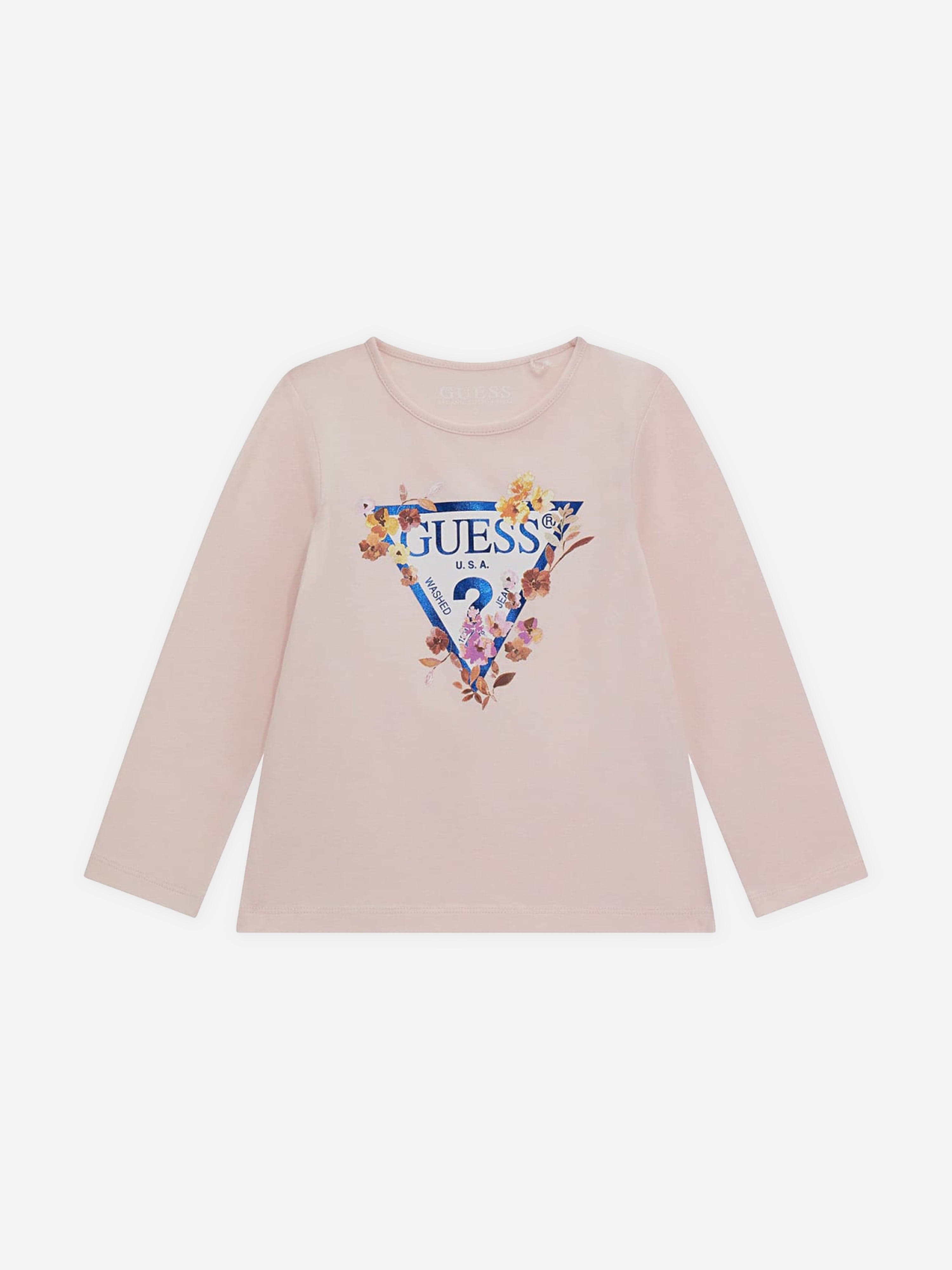 Girls Long Sleeve Logo T-Shirt in Pink