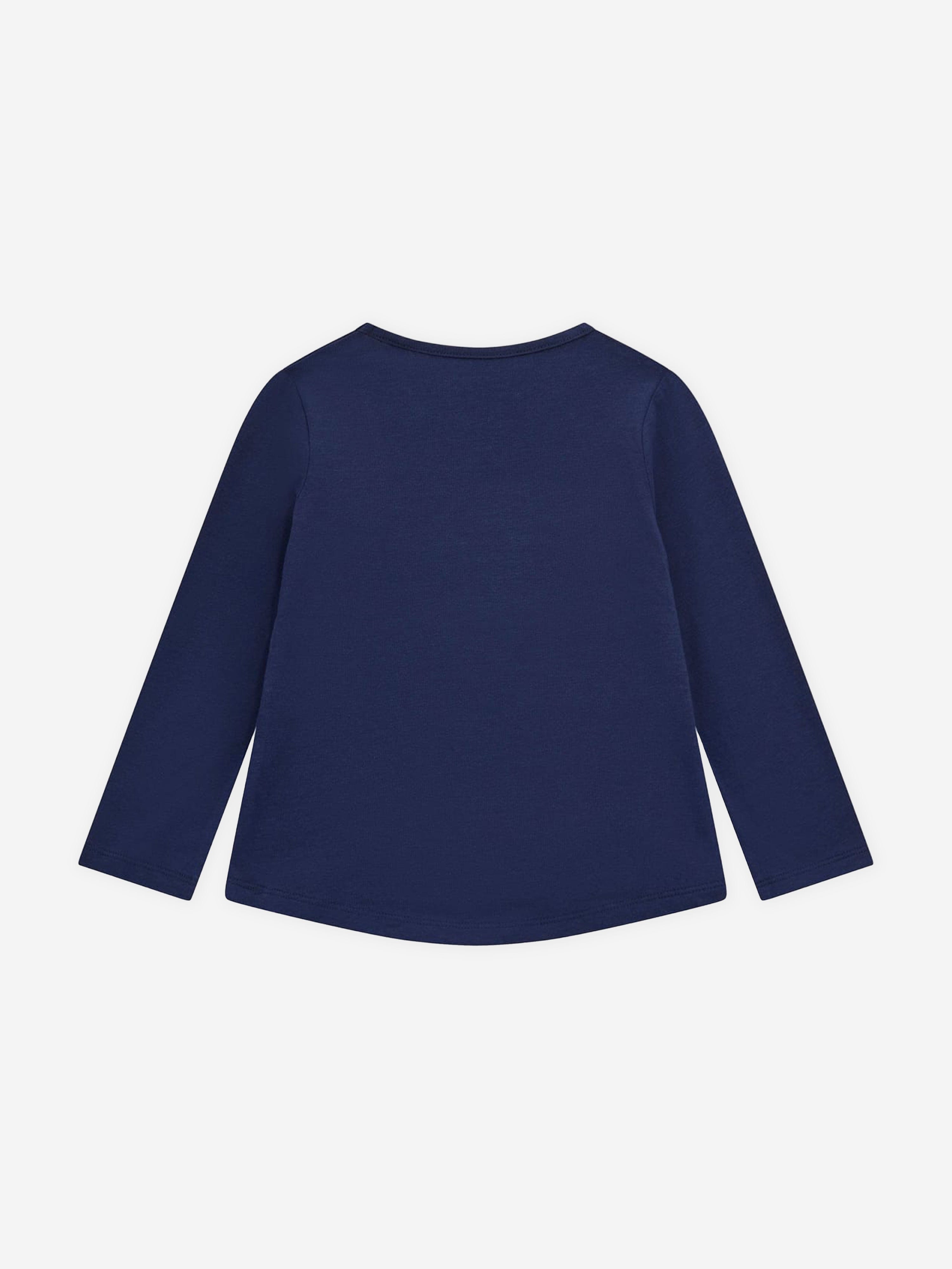 Guess Girls Long Sleeve Logo T-Shirt in Blue