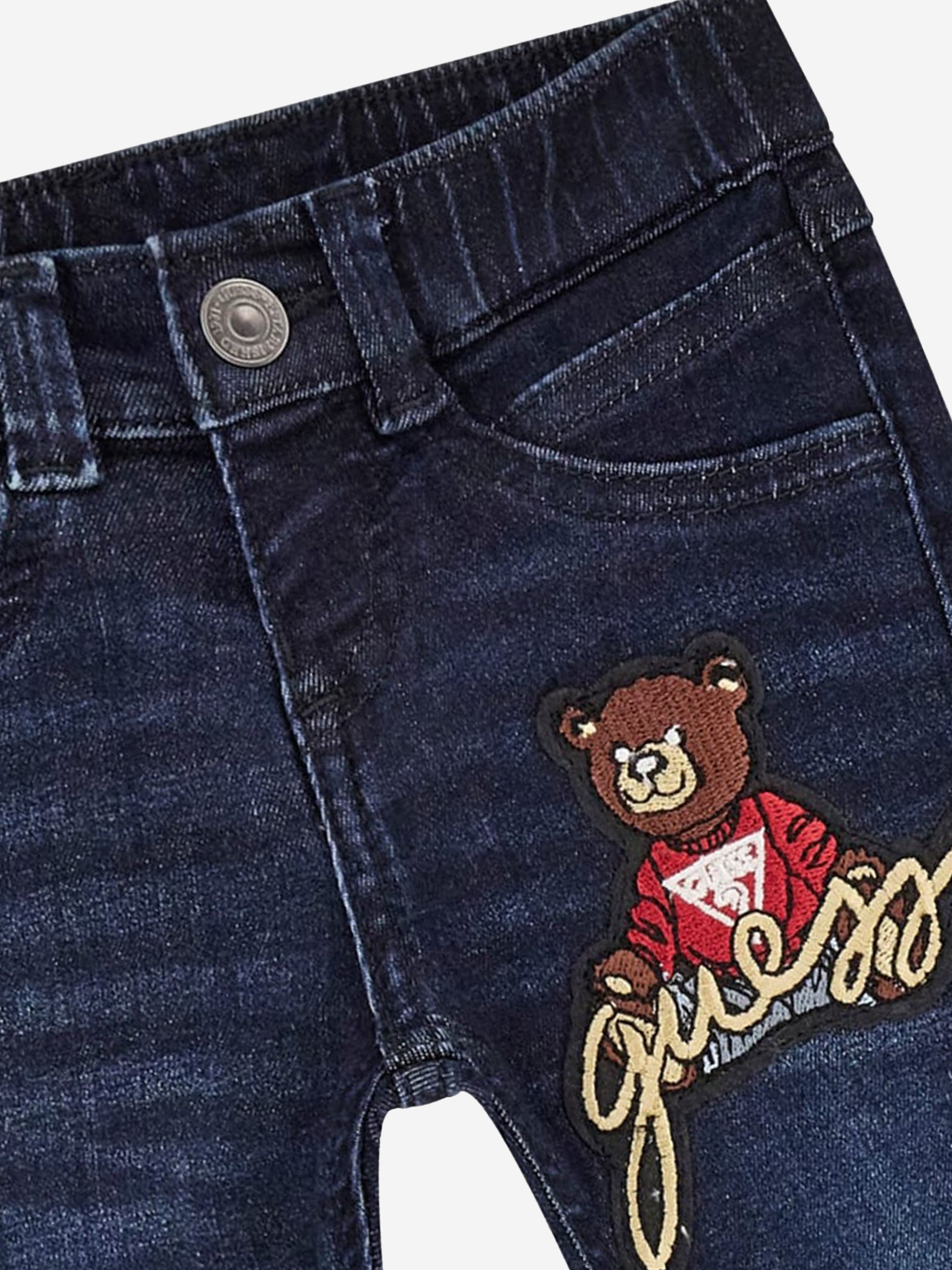 Guess Boys Stretch Denim Bear Jeans in Blue