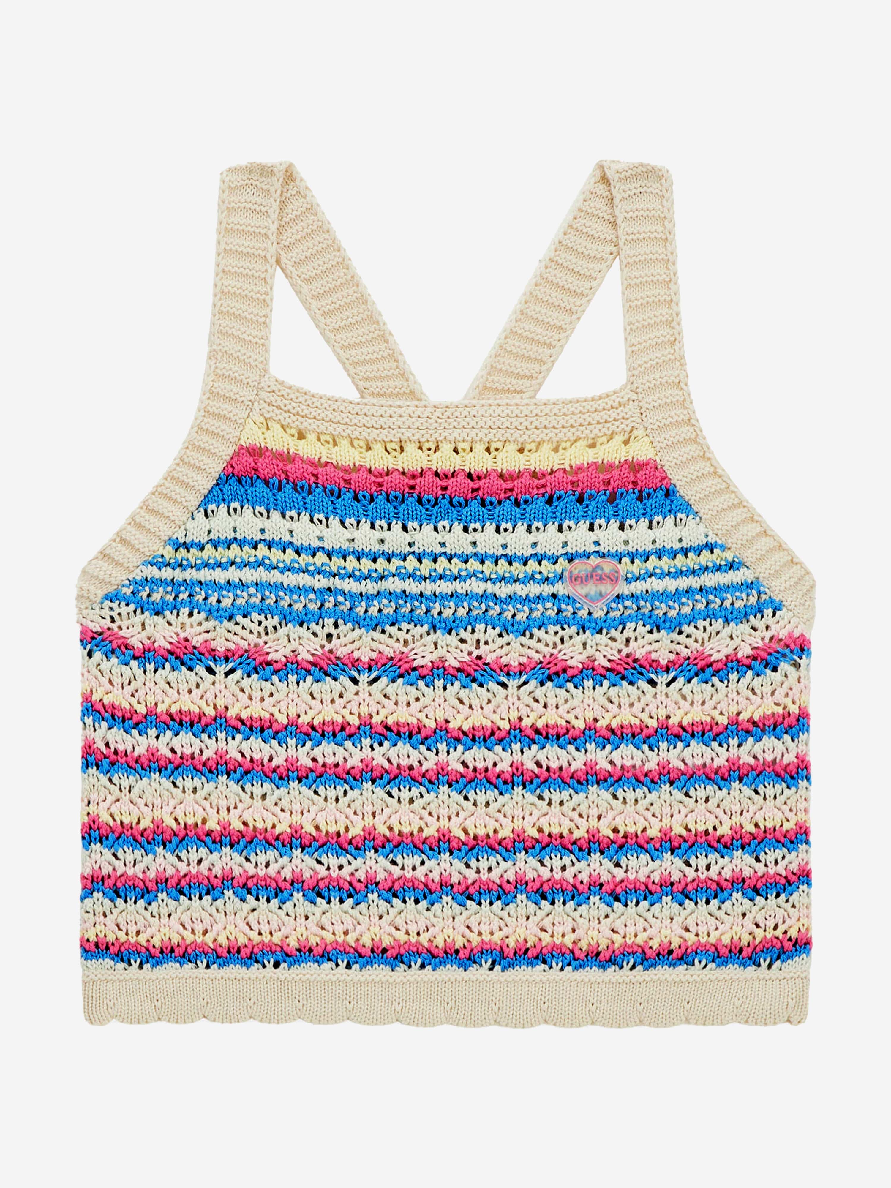 Guess Girls Crocheted Top in Multicolour