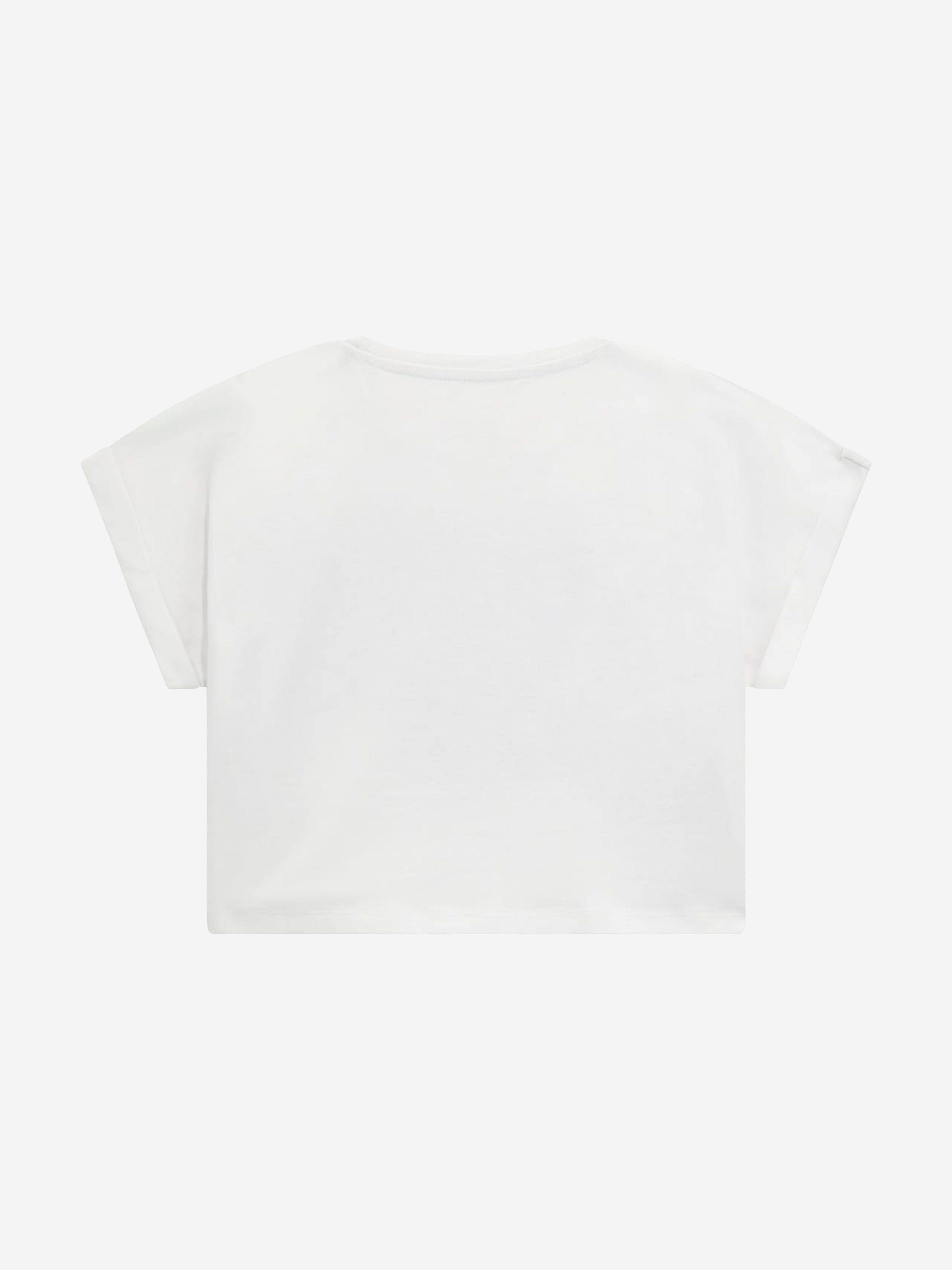 Girls Cropped Logo T-Shirt in White