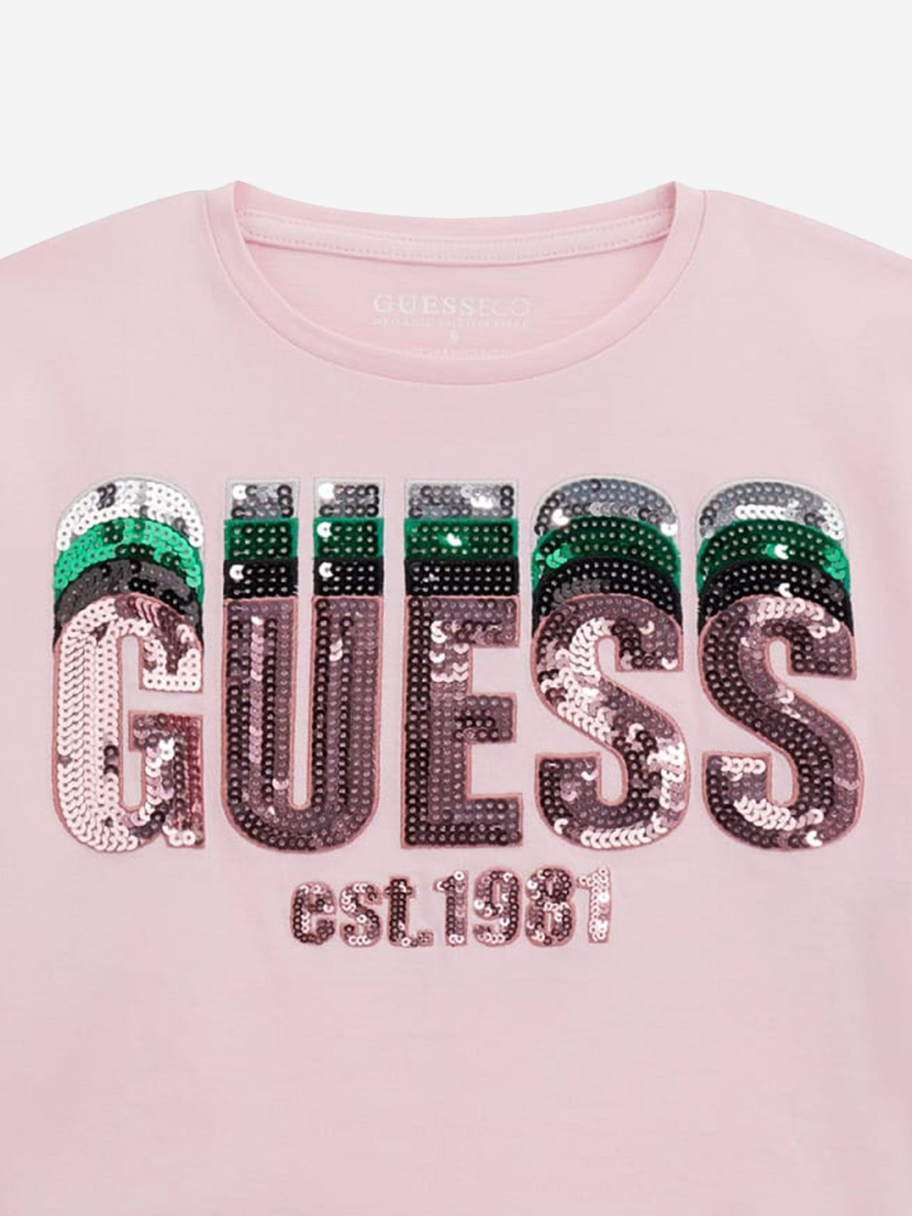 Girls Cropped Logo T-Shirt in Pink