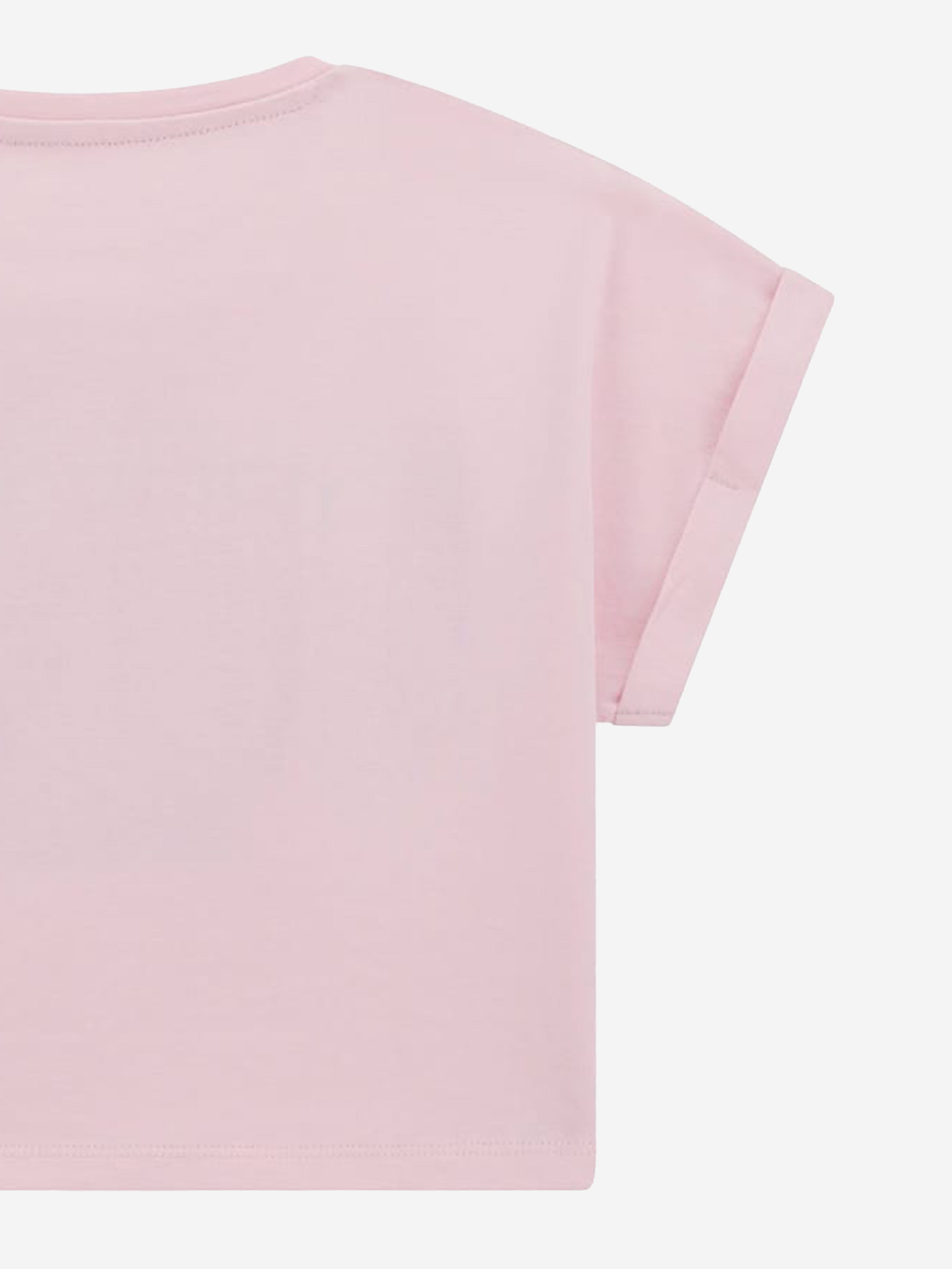 Girls Cropped Logo T-Shirt in Pink