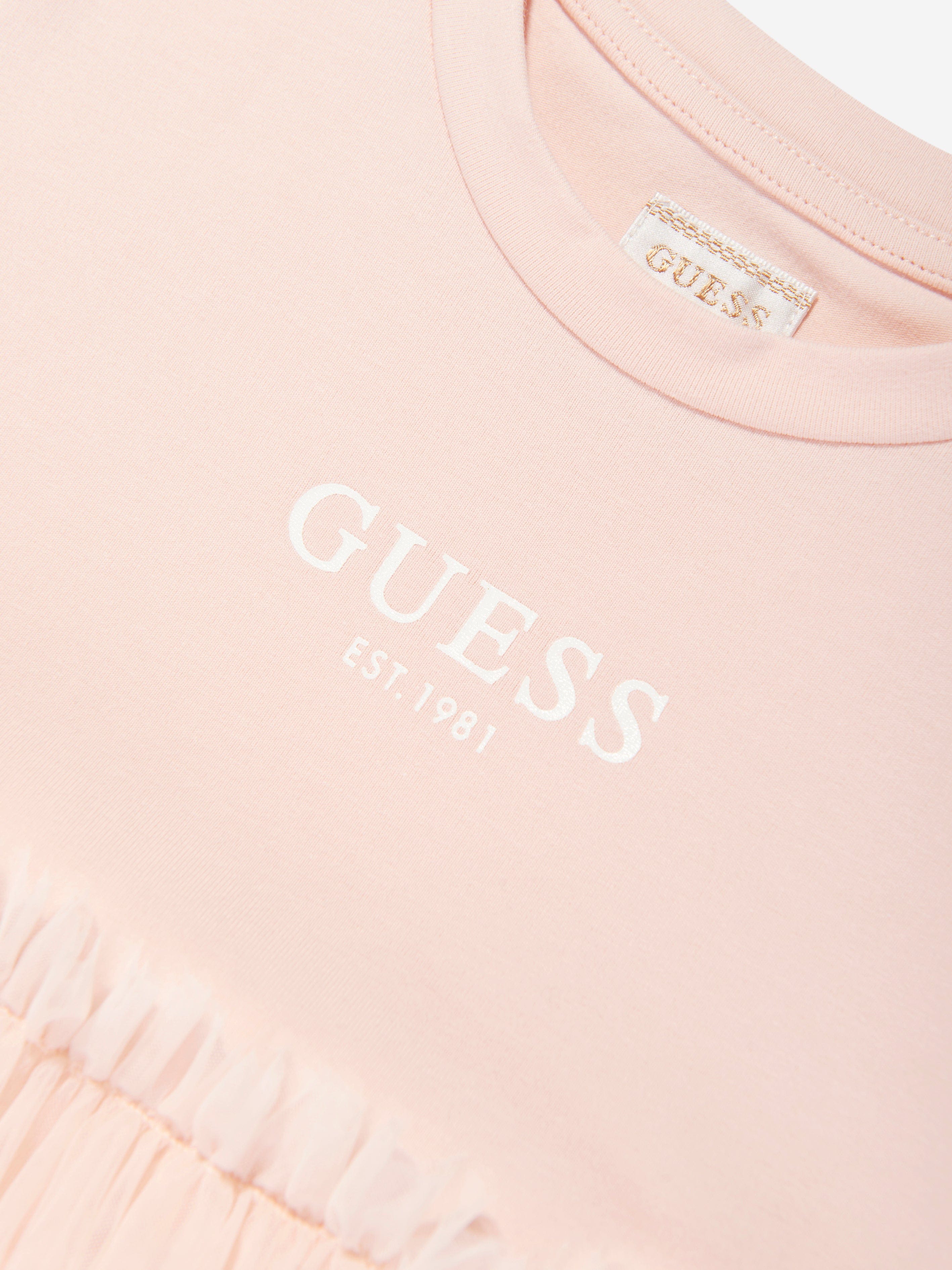Girls Jersey and Tulle Dress in Pink