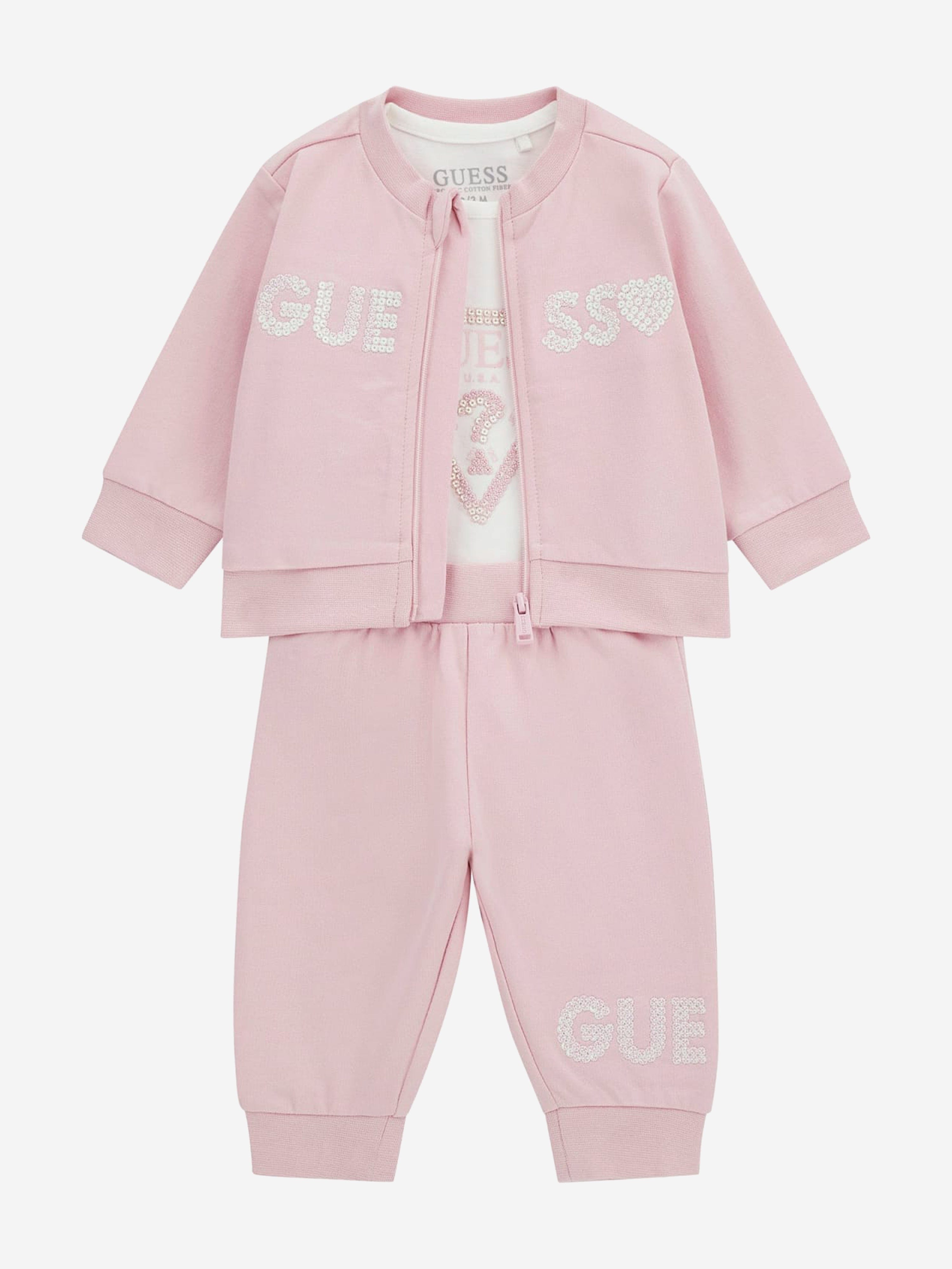 Baby Girls 3 Piece Tracksuit Set in Pink