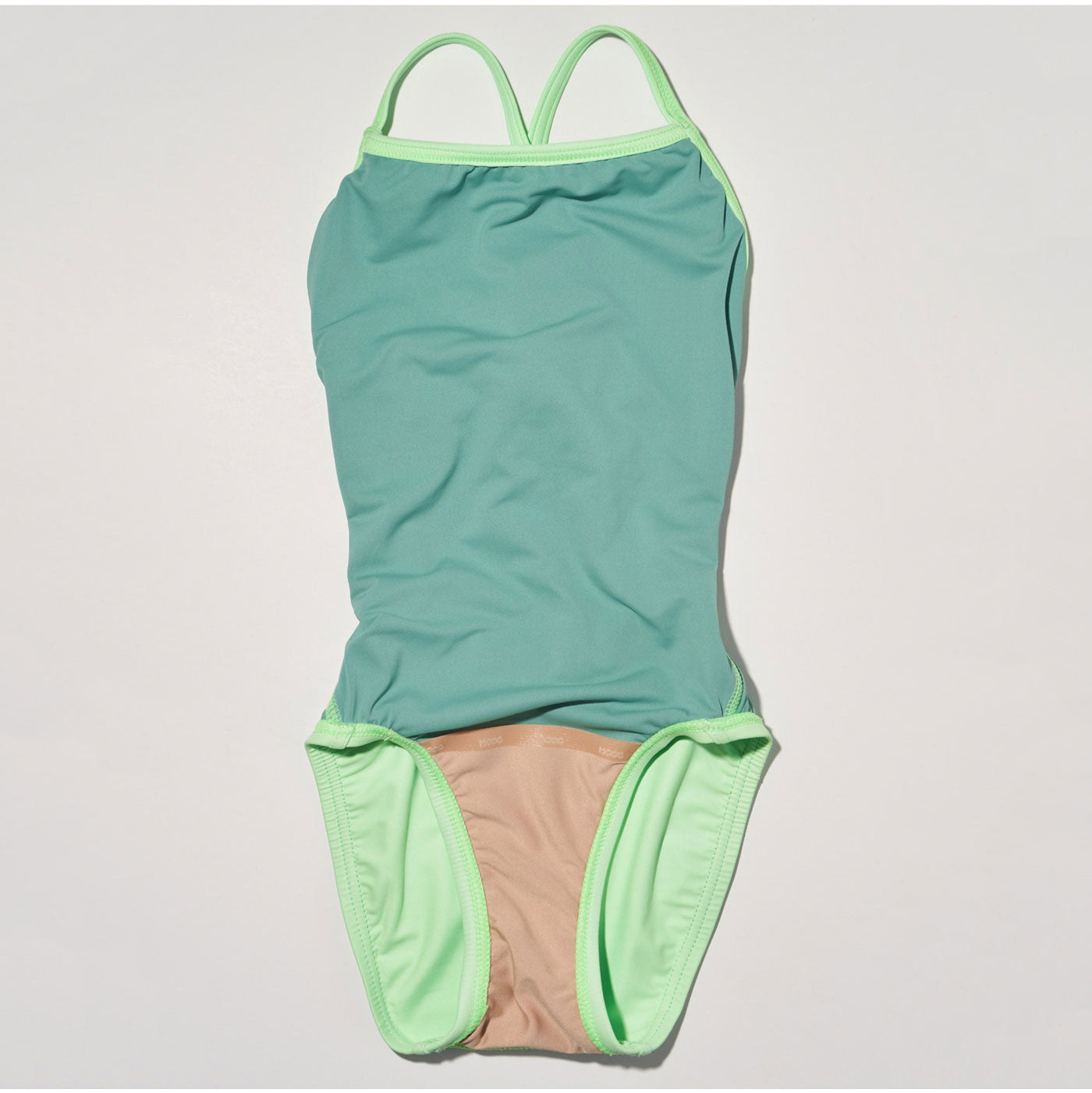 Girls Fluo Green Professional Swimsuit