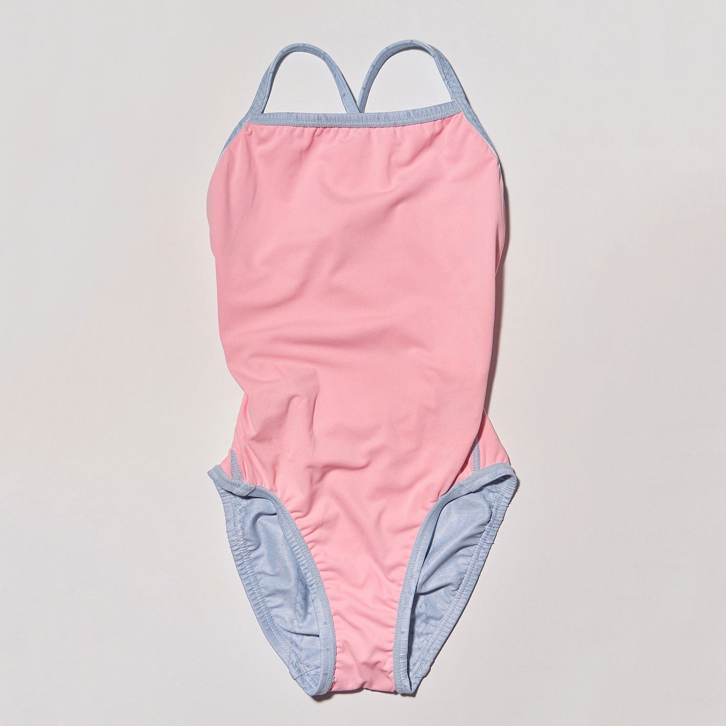 Girls Light Blue Embroidered Professional Swimsuit
