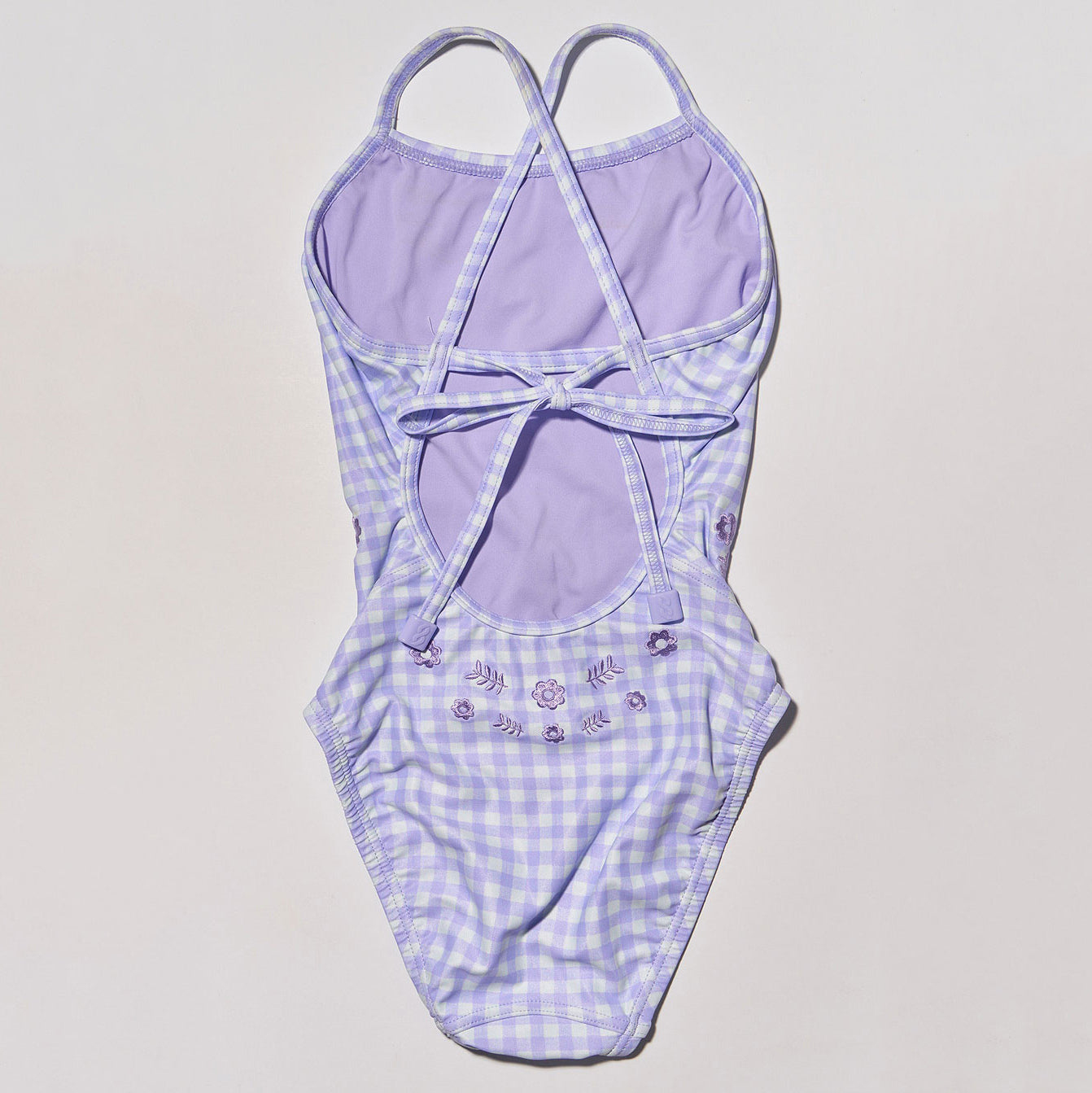 Girls Purple Check Professional Swimsuit