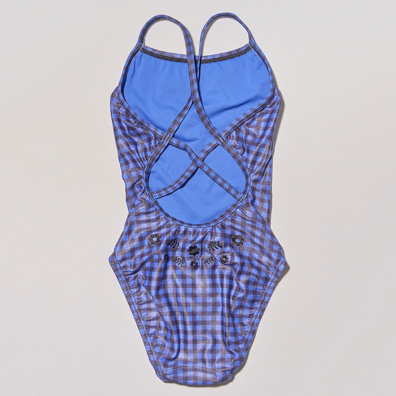 Girls Blue Check Professional Swimsuit
