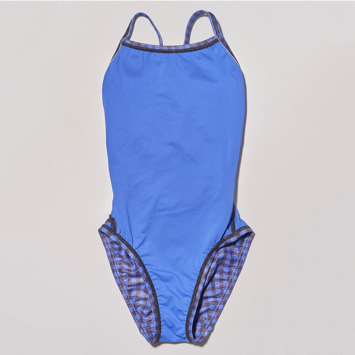 Girls Blue Check Professional Swimsuit
