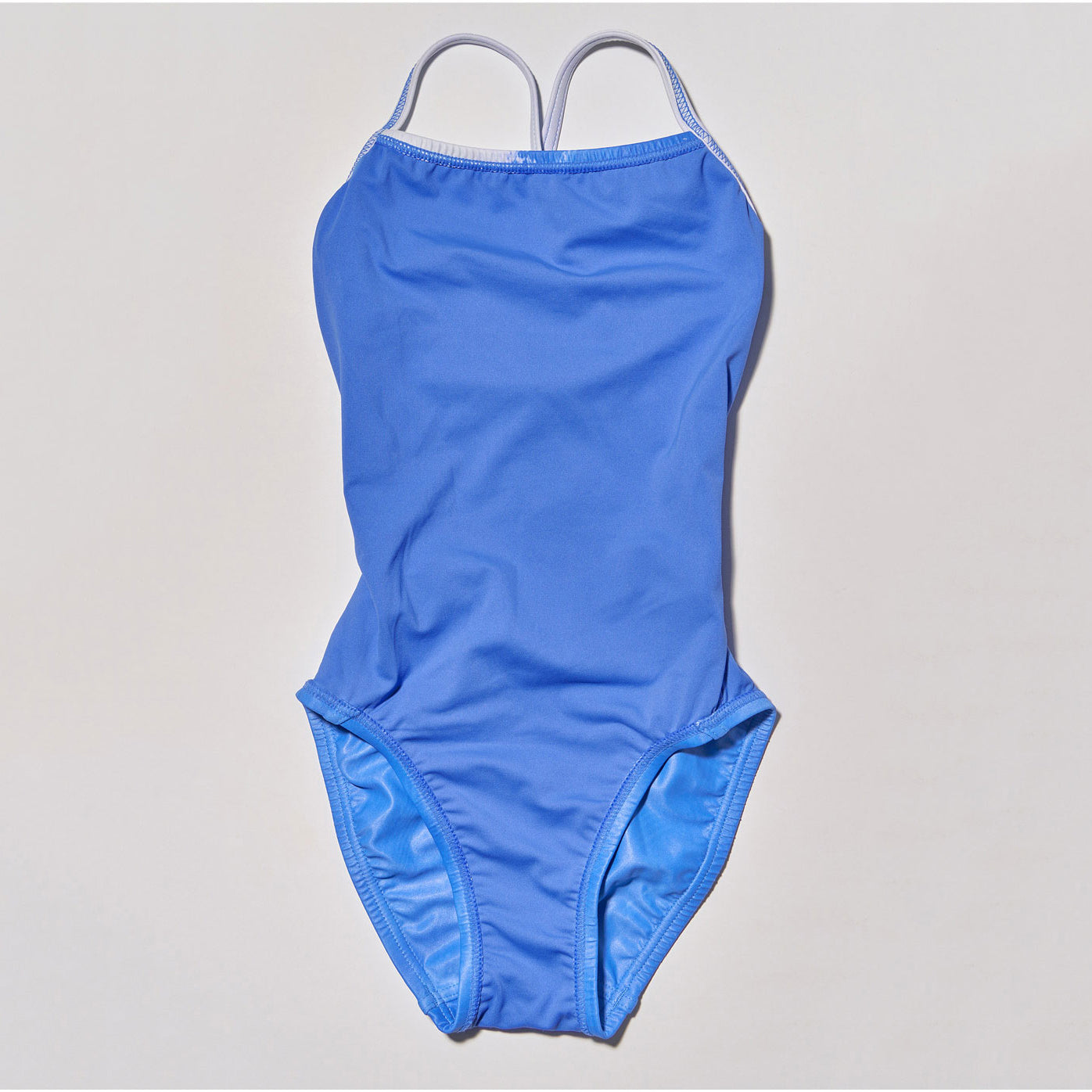 Girls Blue Embroidered Professional Swimsuit