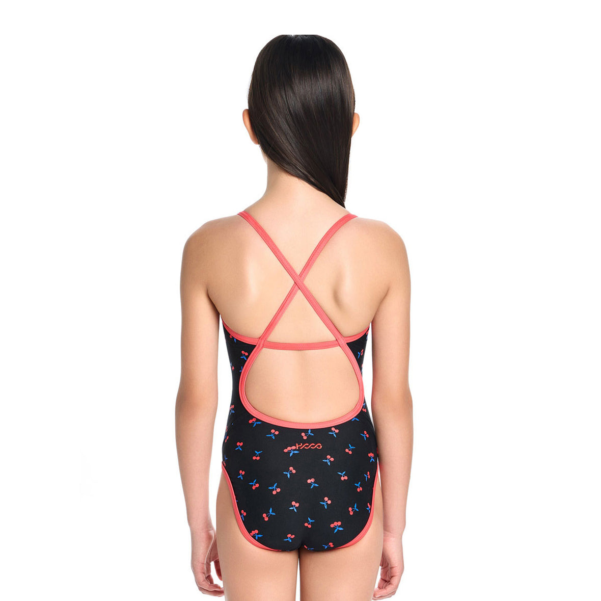 Girls Black Printed Professional Swimsuit