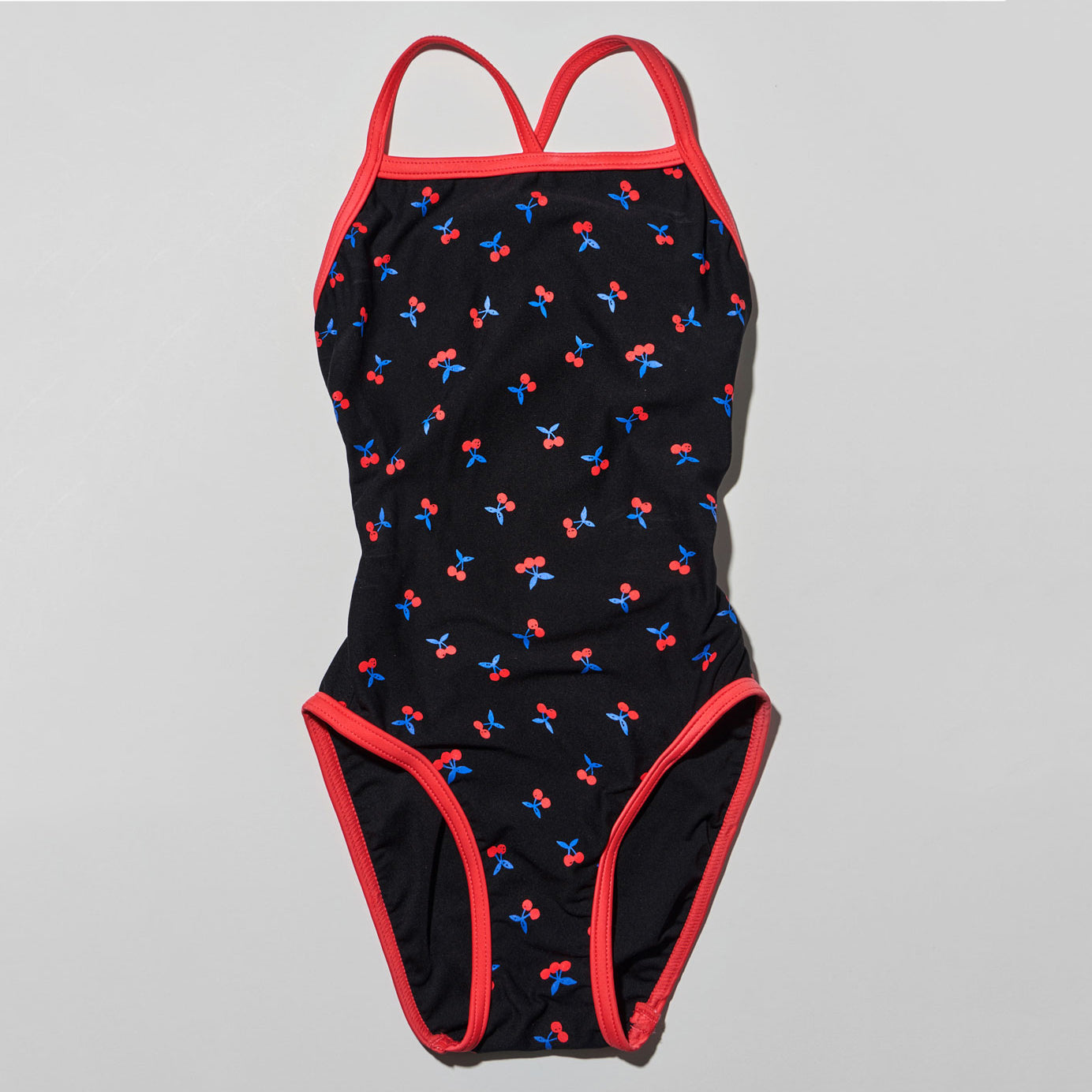 Girls Black Printed Professional Swimsuit