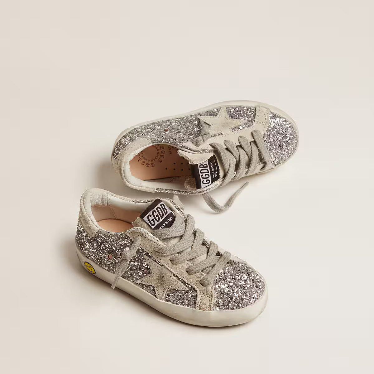 Girls Silver Glitter "SUPER-STAR" Shoes