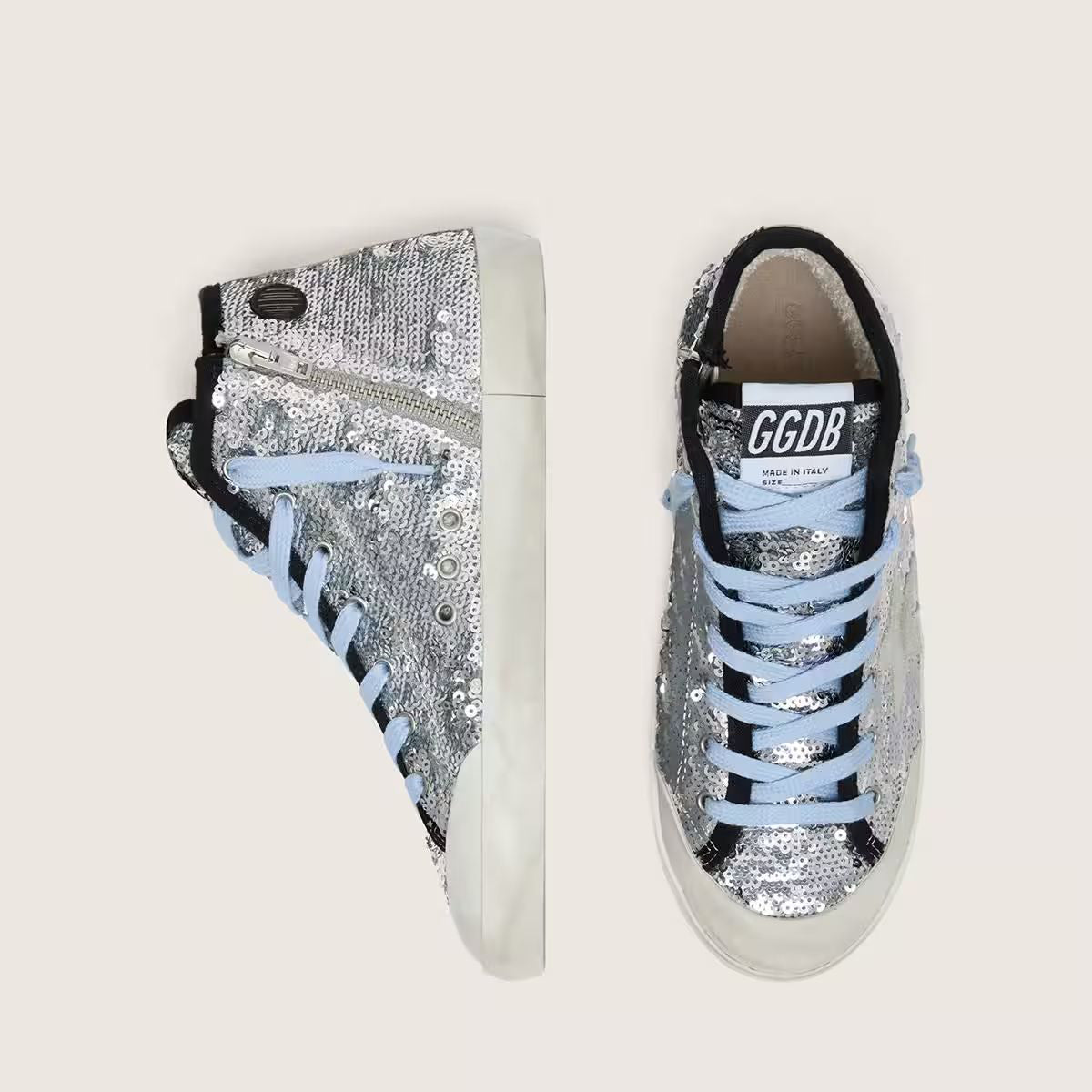 Boys & Girls Silver Sequin "FRANCY" High-top Shoes
