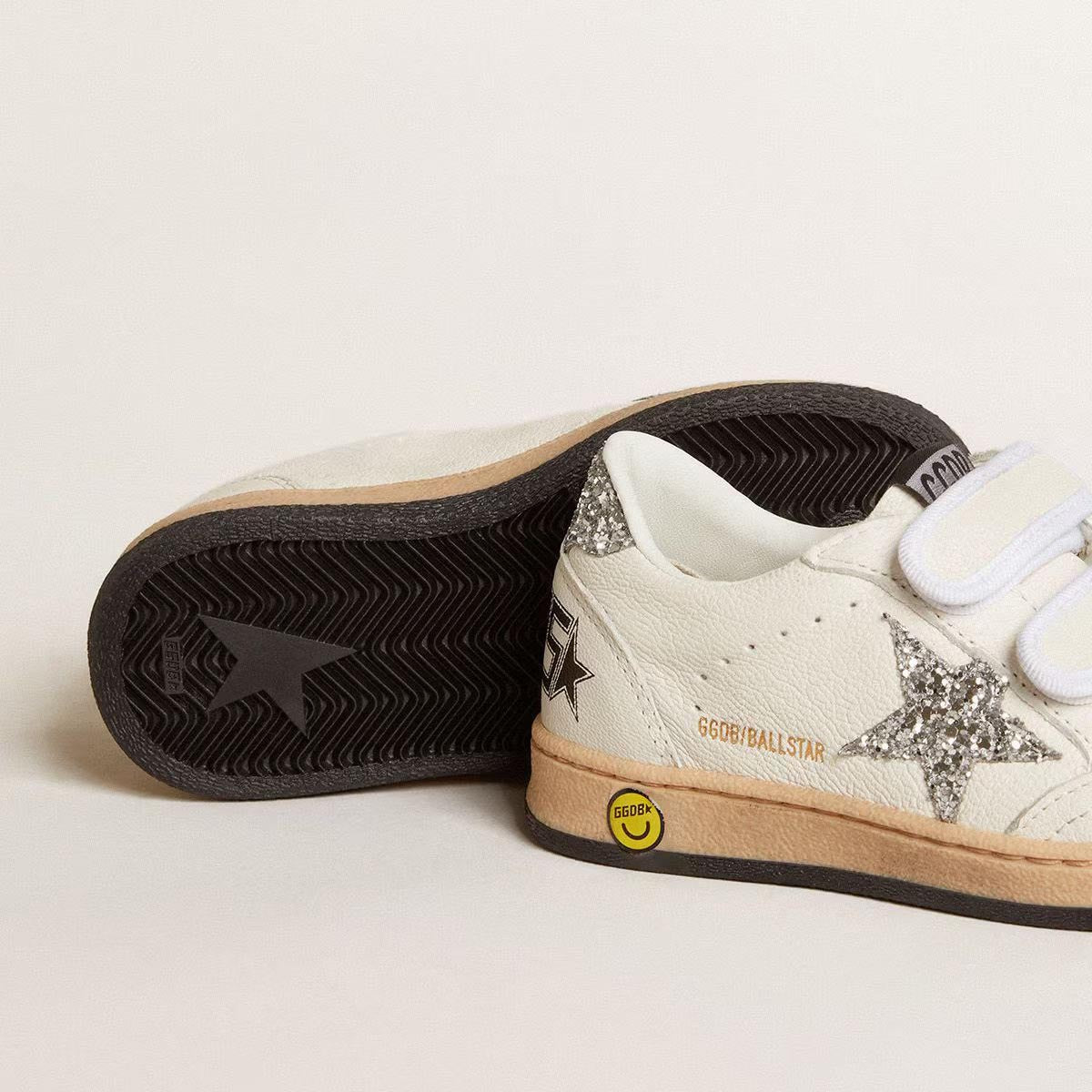 Boys & Girls White"BALLSTAR STRAP"Shoes
