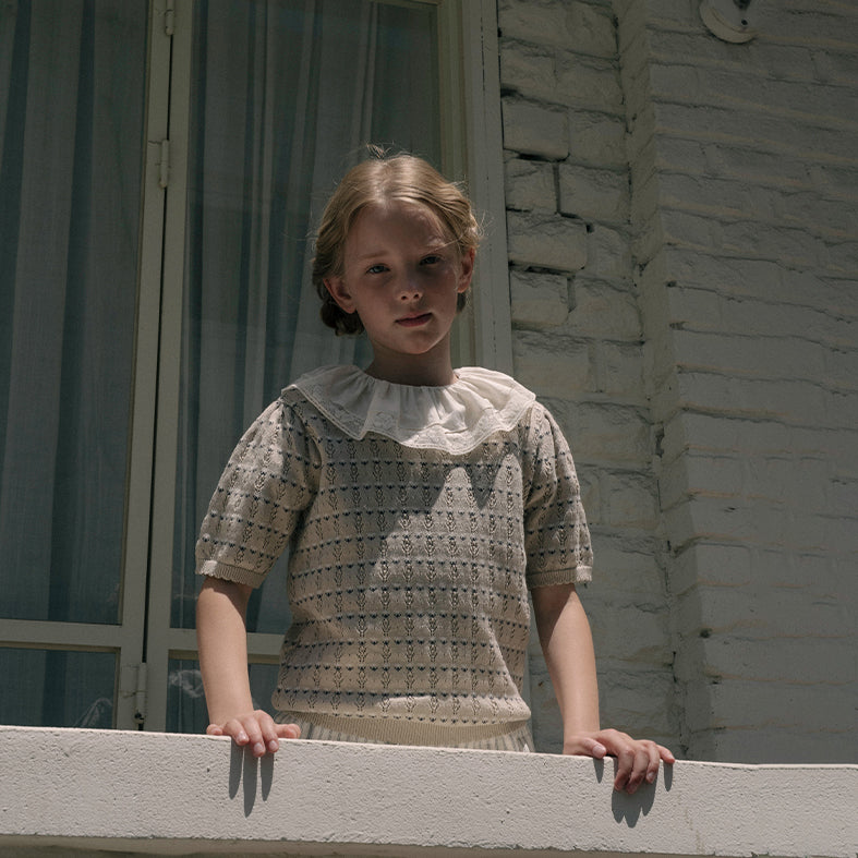 Girls Cream Ruffled Cotton Shirt