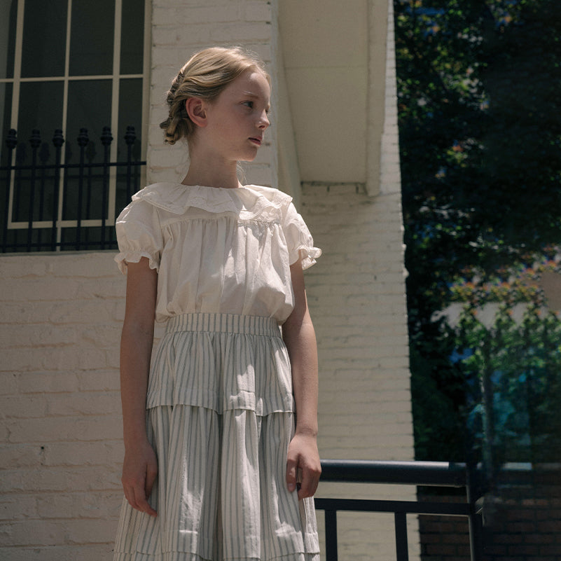 Girls Cream Ruffled Cotton Shirt