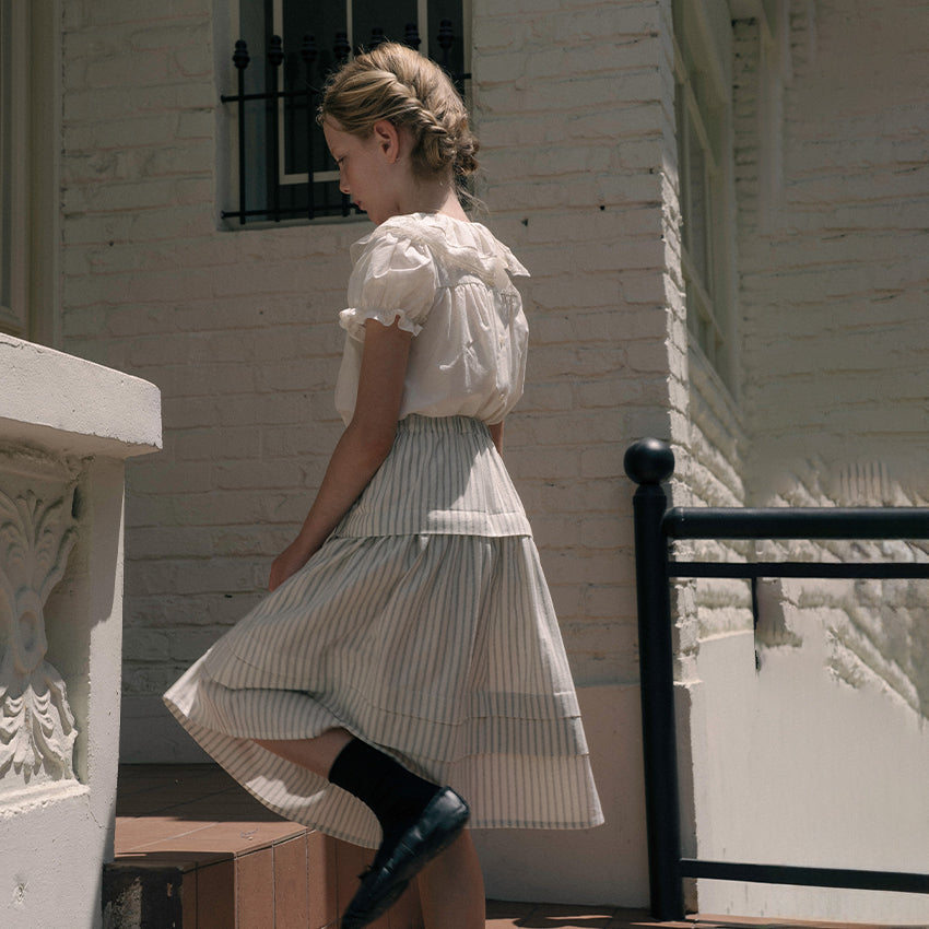 Girls Cream Ruffled Cotton Shirt