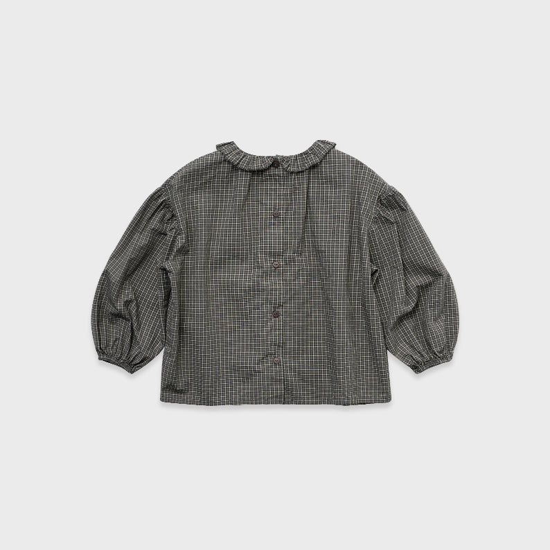 Chemisier en coton à carreaux vert foncé pour fille
