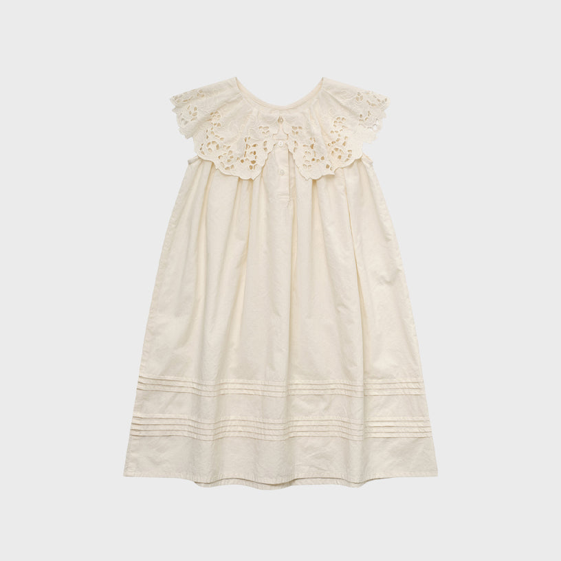 Girls White Embroidered Cotton Dress