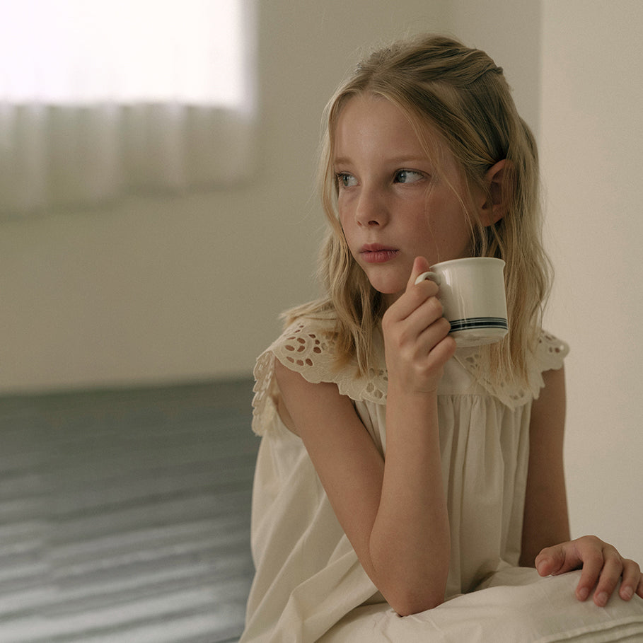 Girls White Embroidered Cotton Dress