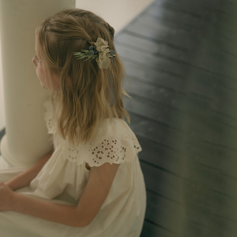 Girls White Embroidered Cotton Dress