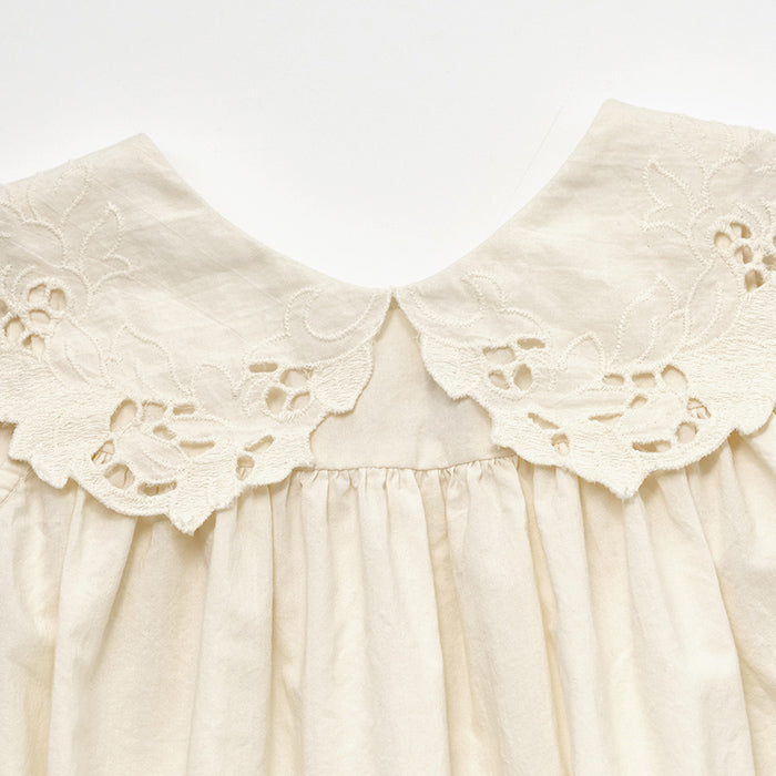 Girls White Embroidered Cotton Dress
