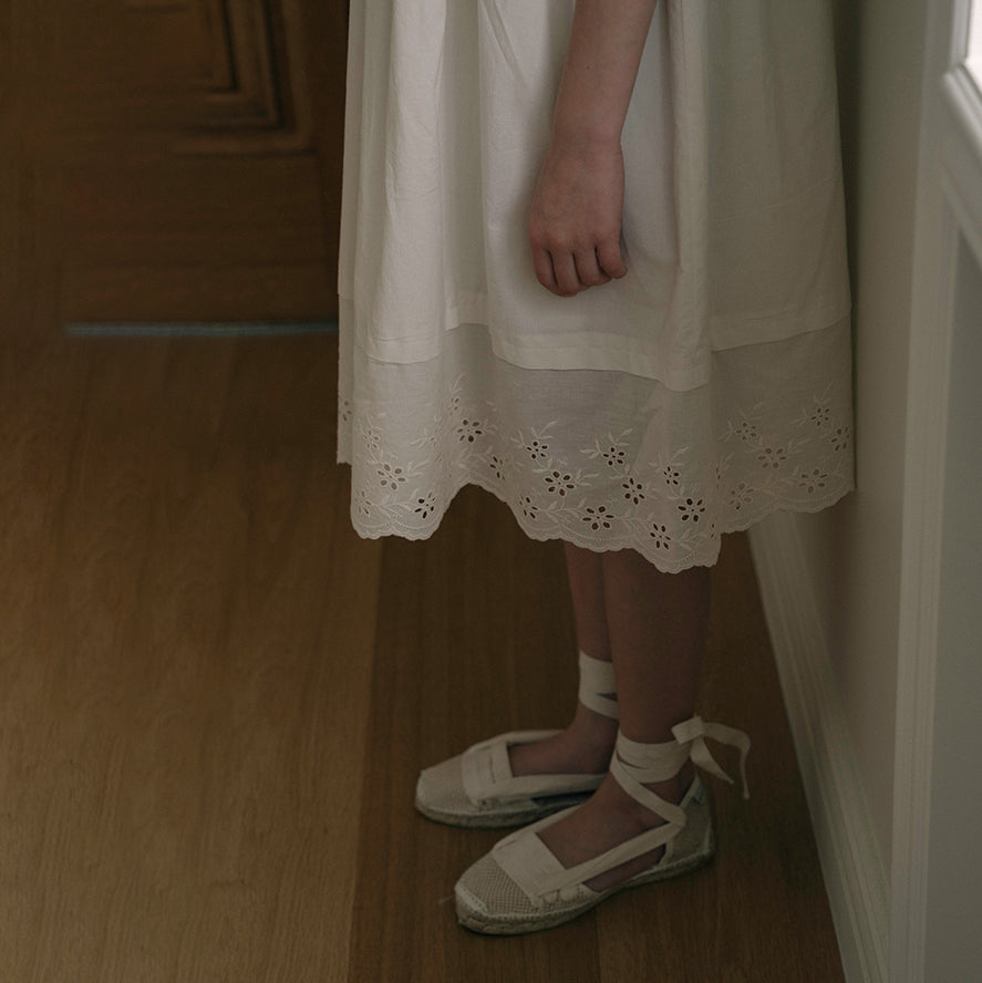 Girls White Embroidered Cotton Dress