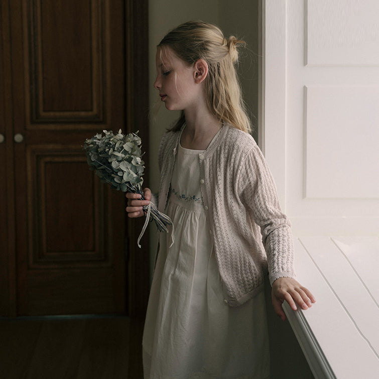 Girls White Embroidered Cotton Dress