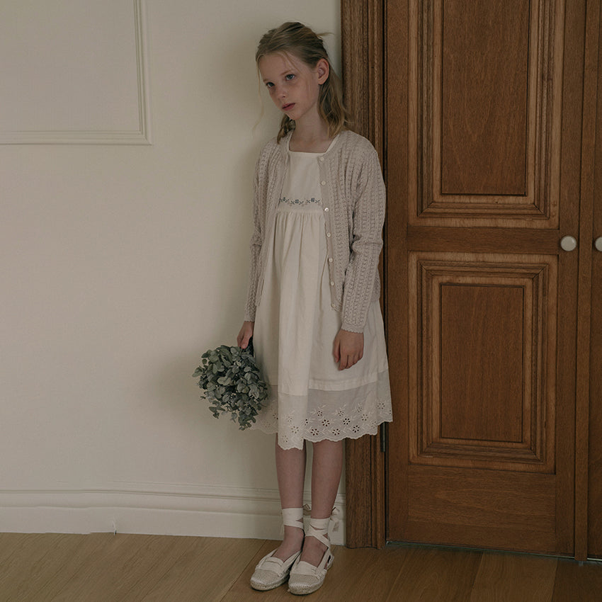 Girls White Embroidered Cotton Dress