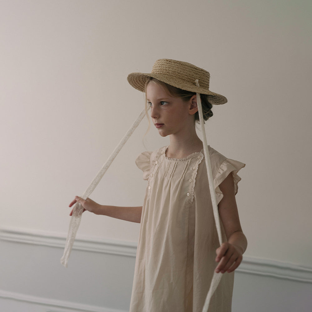 Girls Beige Peach Cotton Dress
