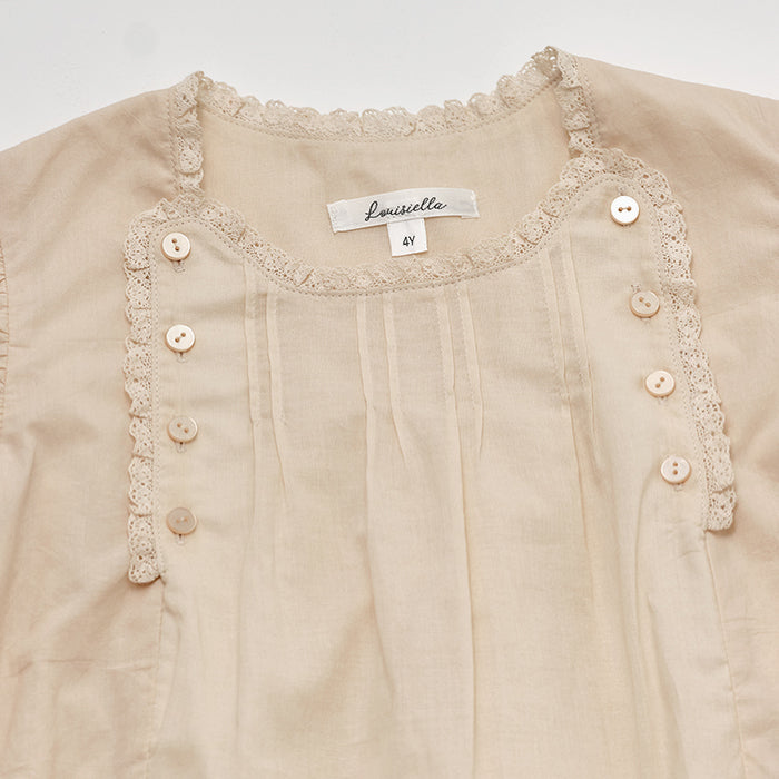Girls Beige Peach Cotton Dress