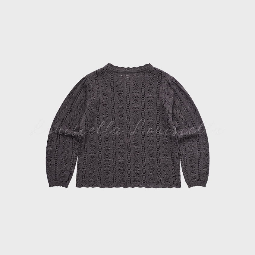 Girls Charcoal Cotton Knit Cardigan