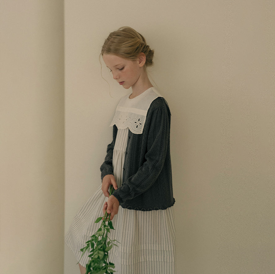 Girls Charcoal Cotton Knit Cardigan