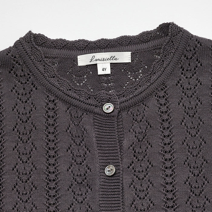 Girls Charcoal Cotton Knit Cardigan