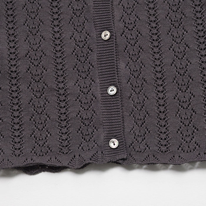 Girls Charcoal Cotton Knit Cardigan