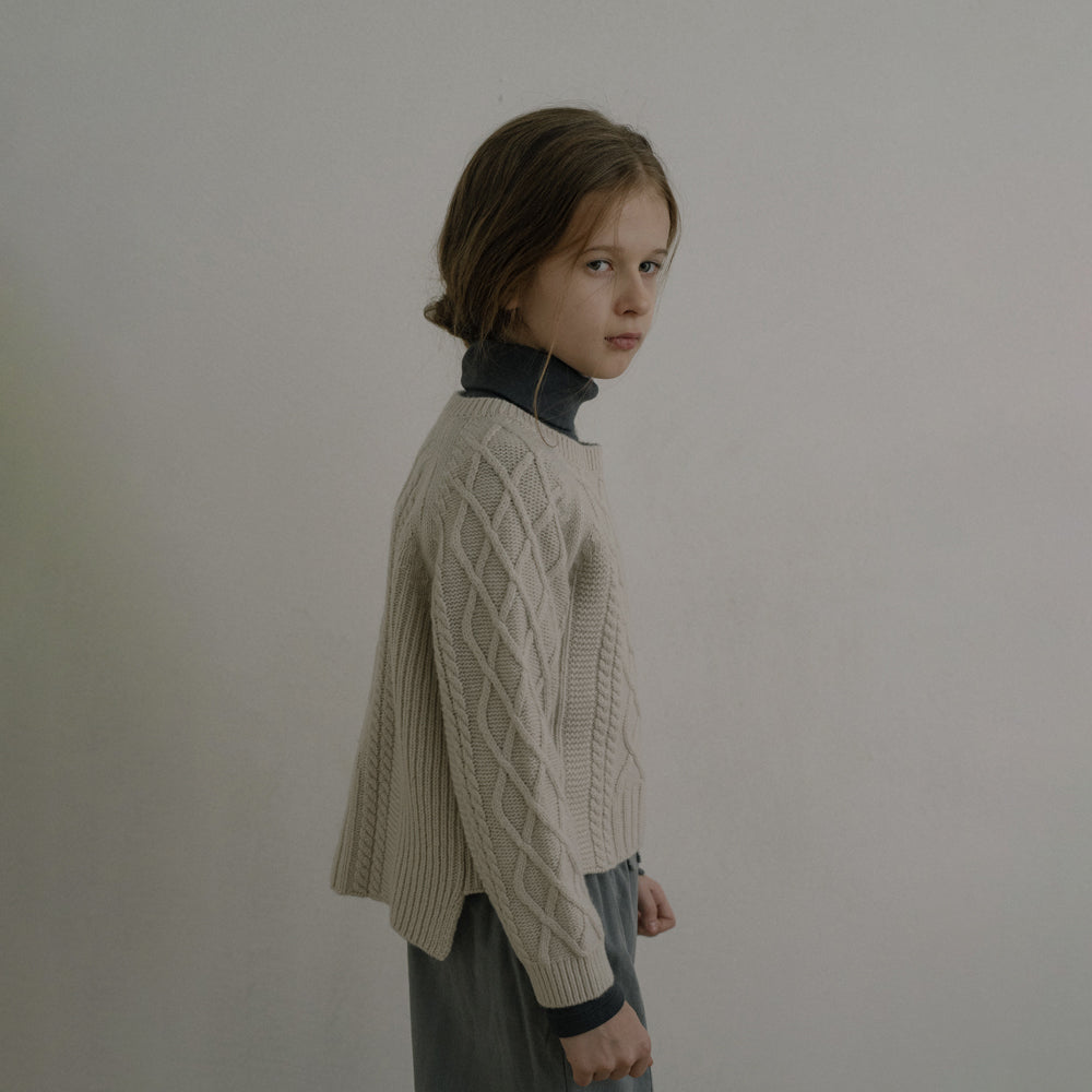 Pull blanc en laine pour fille