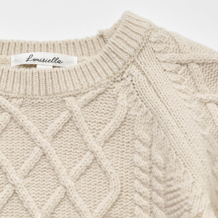 Pull blanc en laine pour fille