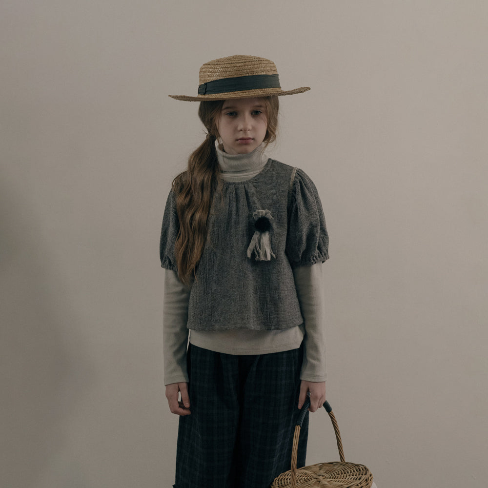 Short en coton à carreaux et dentelle pour fille