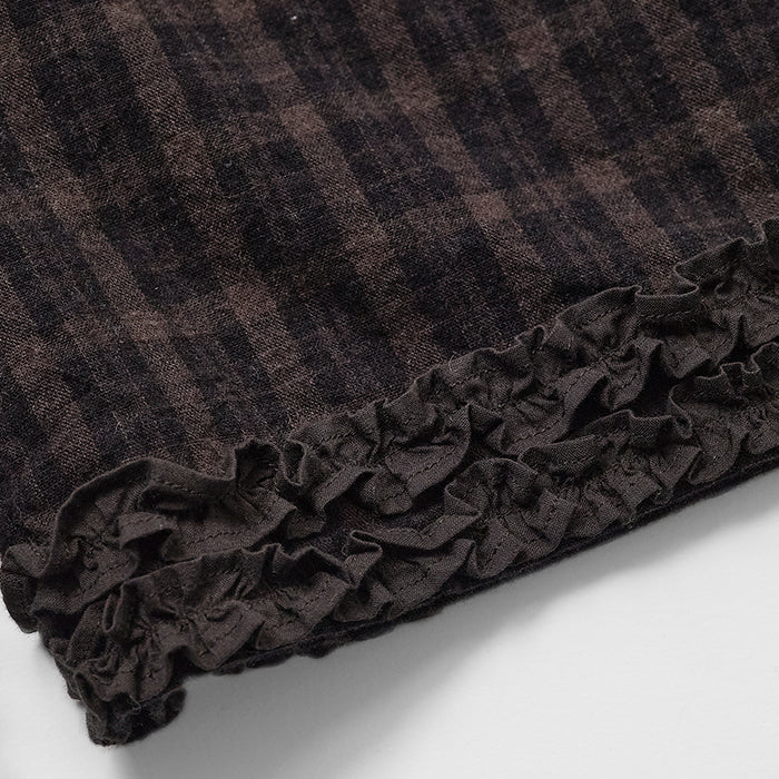 Short en coton à carreaux et dentelle pour fille