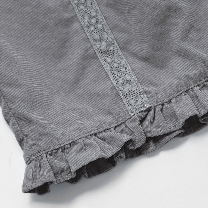 Pantalon en velours côtelé bleu clair à dentelle pour fille