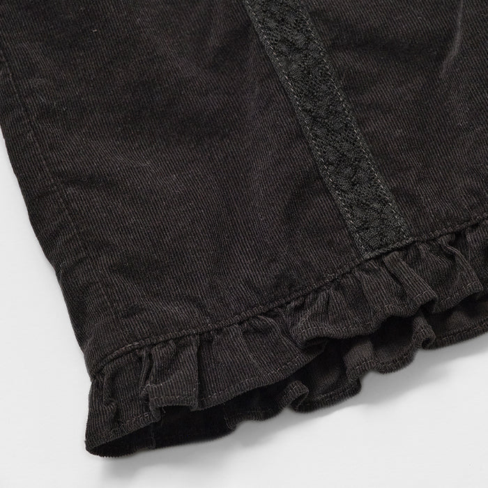 Pantalon en velours côtelé couleur charbon avec dentelle pour filles