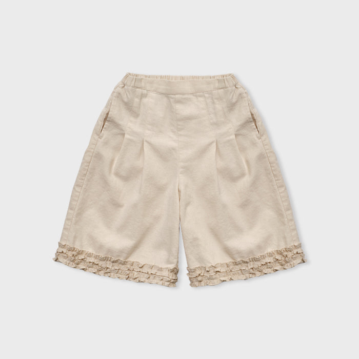 Shorts en coton et dentelle crème pour filles