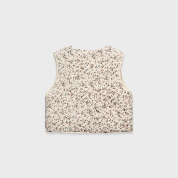 Gilet rembourré fleuri blanc pour fille