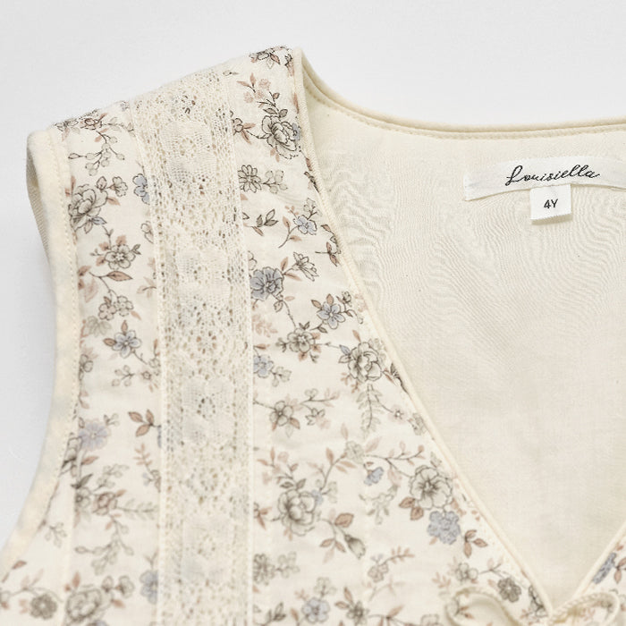Gilet rembourré fleuri blanc pour fille