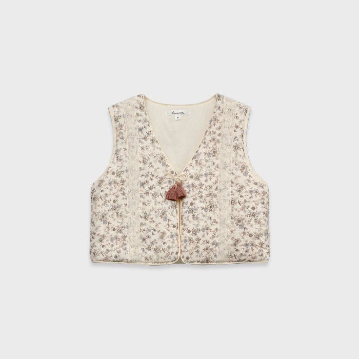 Gilet rembourré fleuri blanc pour fille