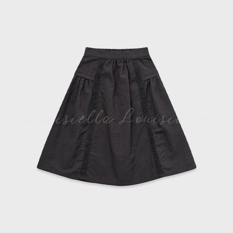 Girls Charcoal Cotton Skirt