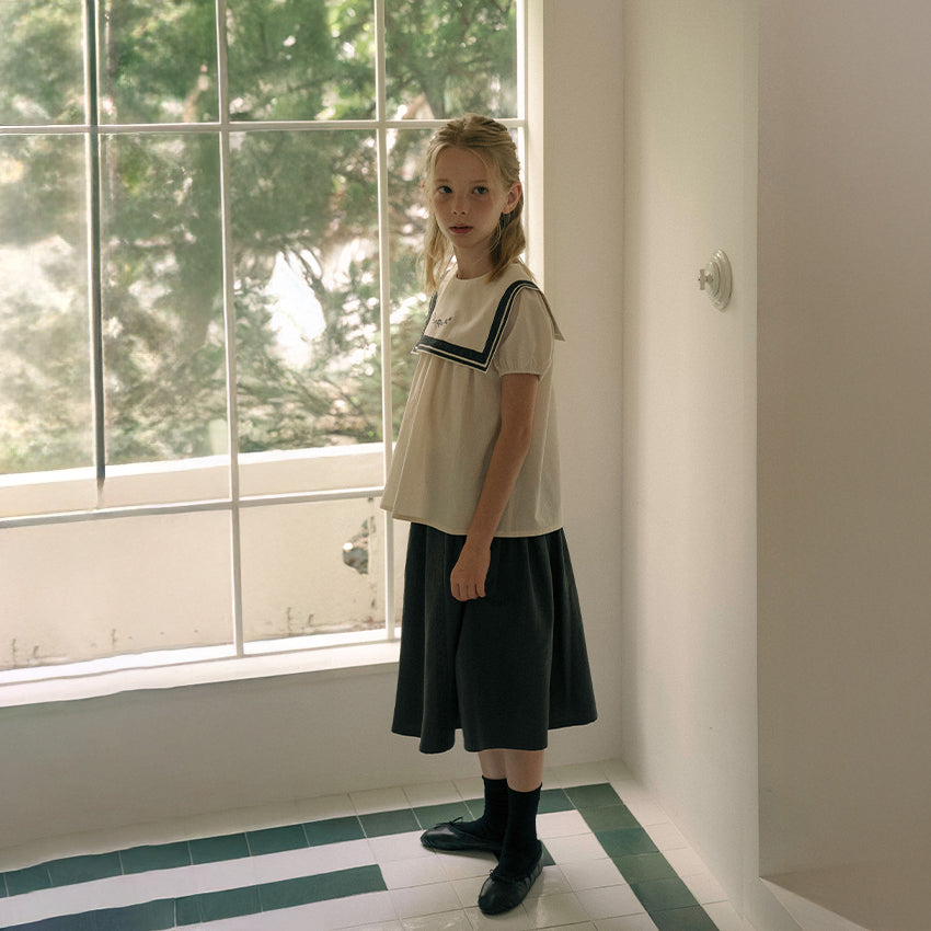 Girls Charcoal Cotton Skirt