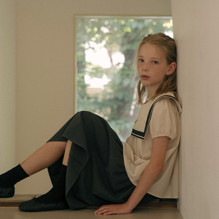 Girls Charcoal Cotton Skirt